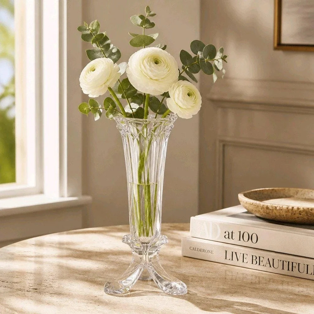 Lead Crystal Vase Cristal D'Arques Bandol pattern Three-footed Vintage France